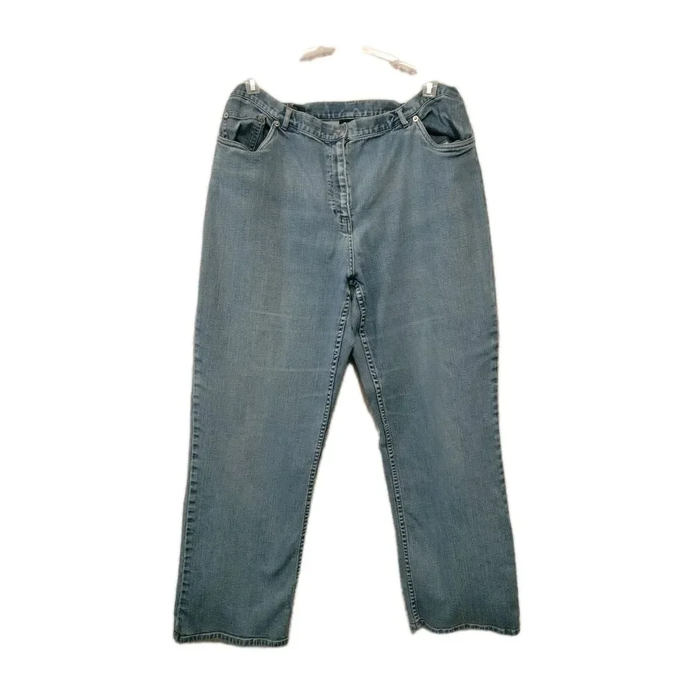 AUGUST MAX Women's Stretch Jeans Plus Size 5 1X/18W Adjustable Waist Wide Leg